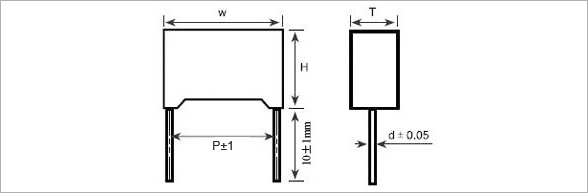 JFQ - Box Type Metallized Polypropylene Film Capacitor Drawing