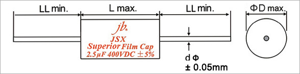 JSX - Superior Metallized Polypropylene Film Capacitors – Axial Drawing