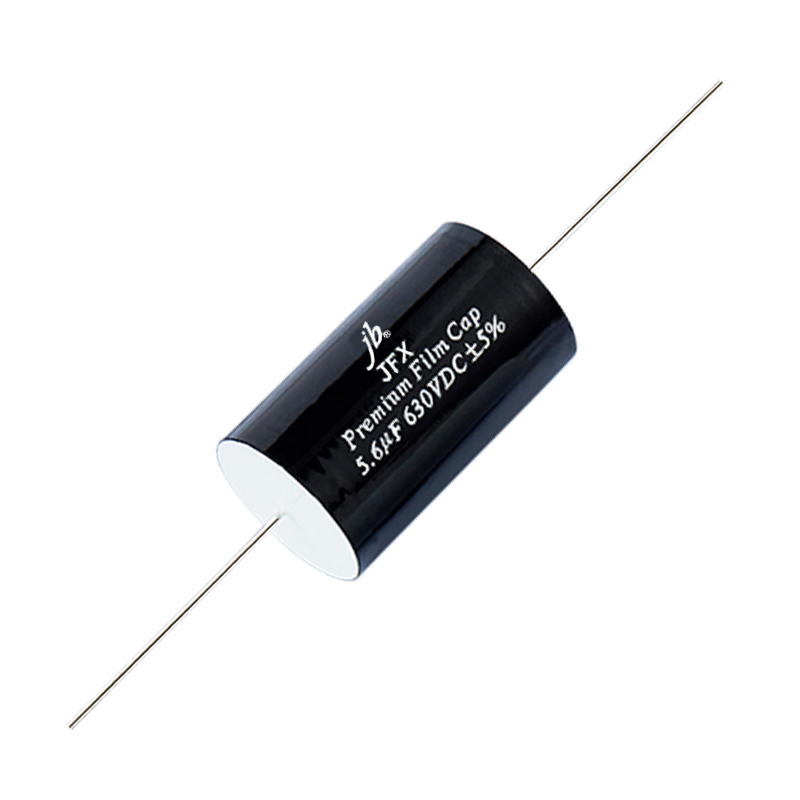 JFX - Premium Metallized Polypropylene Film Capacitors – Axial designed for high-performance audio applications, featuring a lifespan of 2000 hours at 105°C. These capacitors offer precise capacitance values with tolerances of ±3% and ±5%, low dielectric absorption, and low dissipation factor. Available in capacitance ranges from 0.047µF to 100µF and voltage ratings of 250V, 400V, and 630V DC, they ensure exceptional sound quality and reliability in audio circuits.