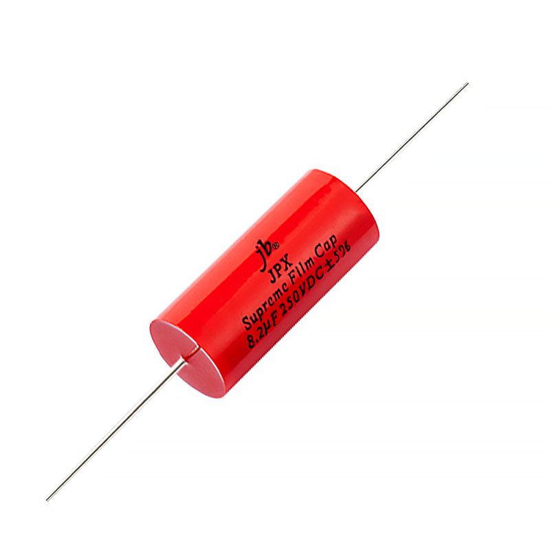 JPX - Supreme Metallized Polypropylene Film Capacitors – Axial designed for high-performance applications, featuring a lifespan of 2000 hours at 105°C. These capacitors offer precise capacitance values with tolerances of ±3% and ±5%, low dielectric absorption, and low dissipation factor. Available in capacitance ranges from 0.1µF to 100µF and voltage ratings of 250V, 400V, and 630V DC, they are ideal for audio and high-frequency applications, ensuring reliable performance with minimal losses.