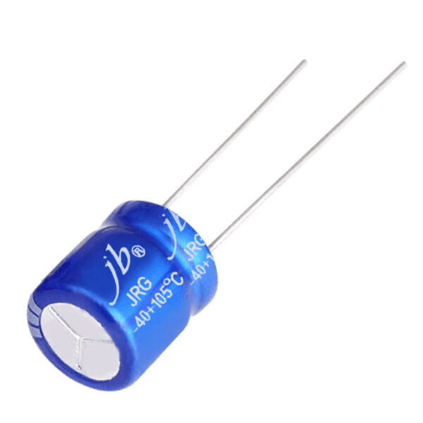 JRG - Long Life at 105°C Radial Aluminum Electrolytic Capacitors with extremely low impedance, designed for high ripple current applications. These capacitors offer a lifespan of 2000 hours at 105°C, voltage ratings from 6.3V to 50V, and capacitance values ranging from 1μF to 2200μF, ensuring reliable performance in demanding electronic environments.