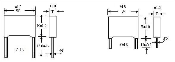 JFT - Metallized Polypropylene Film AC Capacitor Class-X1 Drawing
