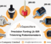Visual lineup of jb JBR Trimming Potentiometers including models JBR-BA, JBR-BB, JBR-BC, JBR-BD, JBR-BE, JBR-BF, and JBR-BG, showcasing diverse precision tuning options for electronic applications by jb Capacitors Company Limited.