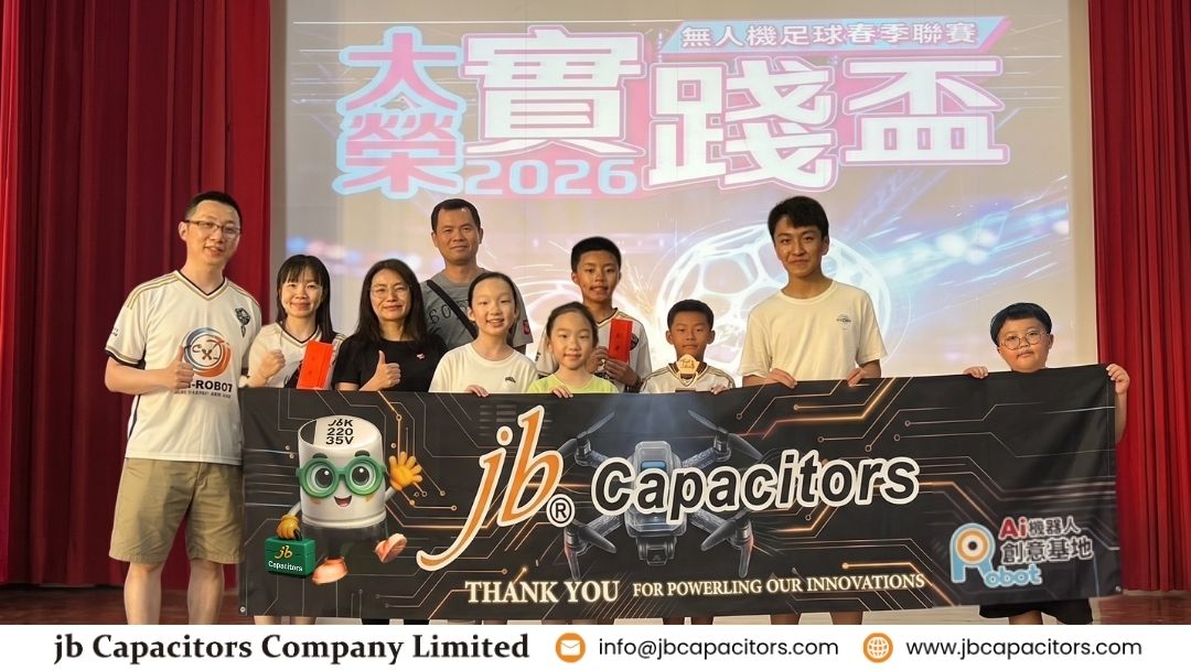 jb Capacitors sponsored drone soccer education team celebrating awards at the 2026 drone soccer competition