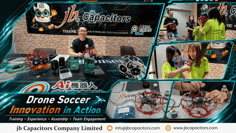 jb Capacitors supports drone soccer STEM training with hands-on hardware assembly