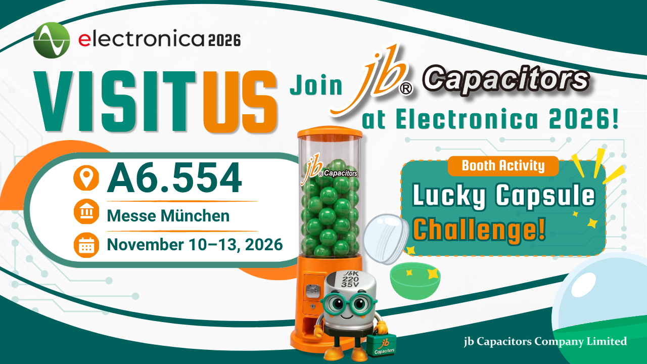 jb Capacitors at electronica 2026 Munich, Booth A6.554