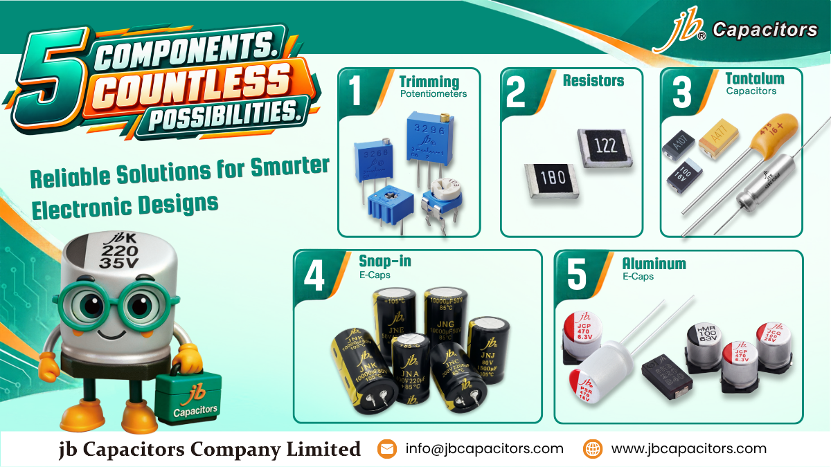 jb TOP 5 electronic components featuring potentiometers, resistors and capacitor solutions