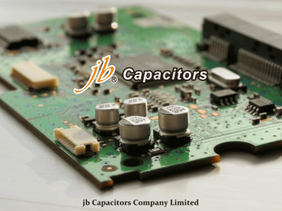 SMD aluminum electrolytic capacitors mounted on PCB for power supply filtering and industrial electronics, low ESR high ripple current design by jb Capacitors